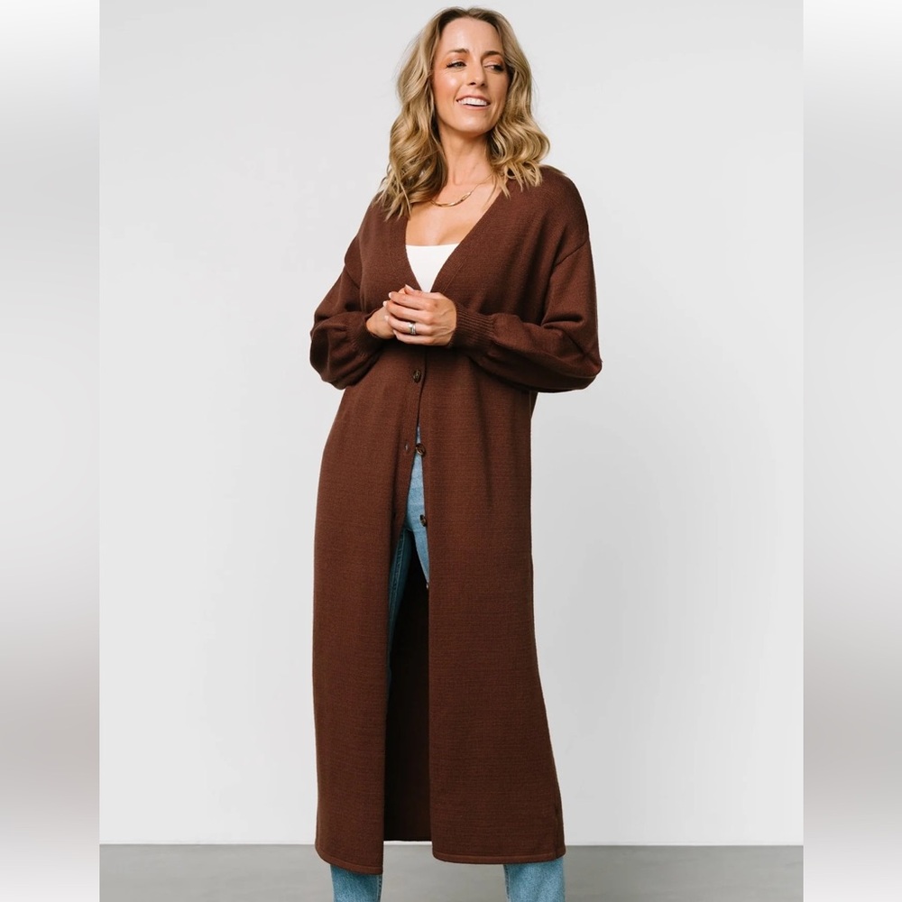 Baltic Born Ethel Long Cardigan in brown - Picture 3 of 10